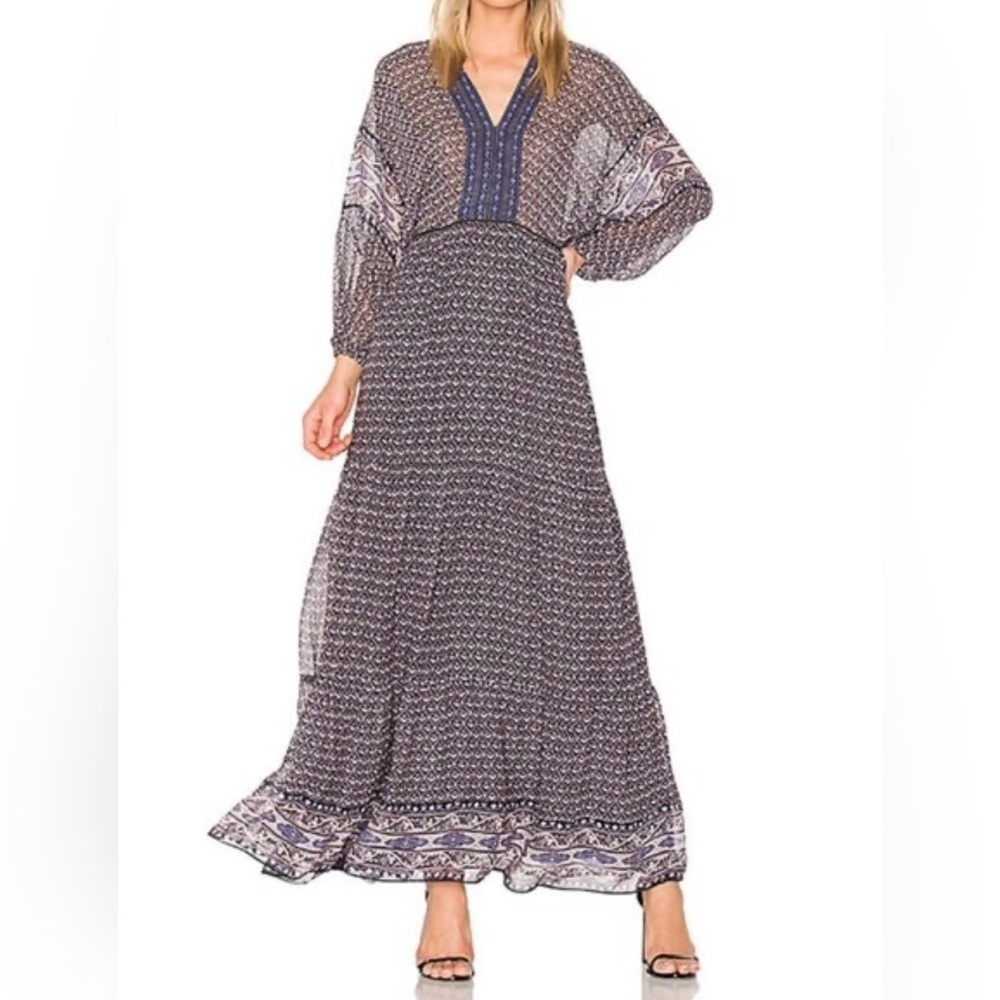 Ulla Johnson Madhi Dress in Moonlight Silk Chiffon Maxi Size 6 Boho Prairie